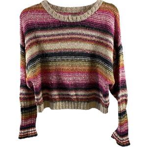 Billabong Easy Going Striped Colorful Pullover Sweater Size S